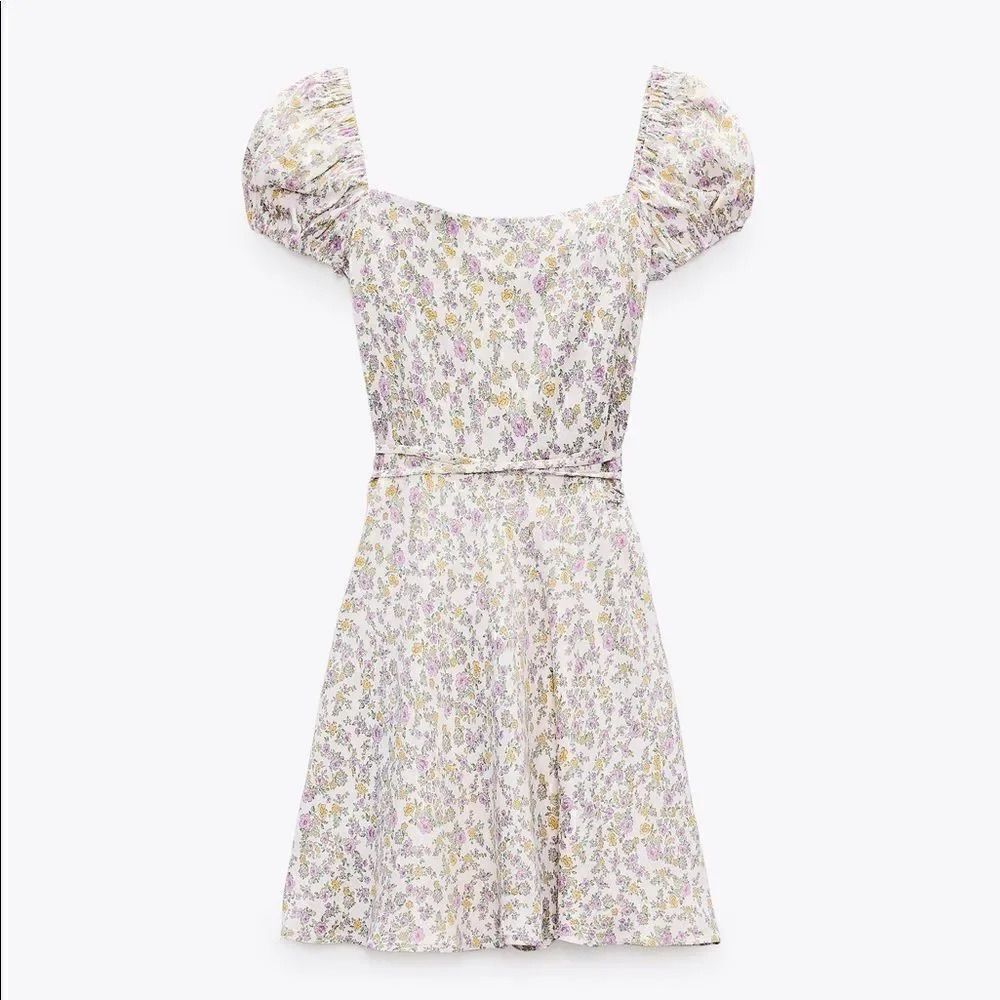 ZARA SATIN EFFECT PRINT DRESS - Picture 15 of 15